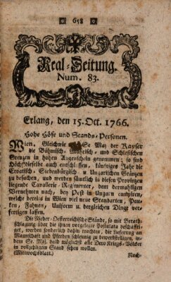 Real-Zeitung aufs Jahr ... das ist Auszug der neuesten Weltgeschichte (Erlanger Real-Zeitung) Mittwoch 15. Oktober 1766