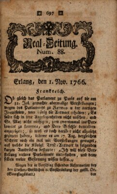 Real-Zeitung aufs Jahr ... das ist Auszug der neuesten Weltgeschichte (Erlanger Real-Zeitung) Samstag 1. November 1766