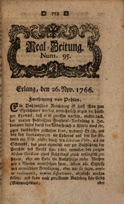 Real-Zeitung aufs Jahr ... das ist Auszug der neuesten Weltgeschichte (Erlanger Real-Zeitung) Mittwoch 26. November 1766