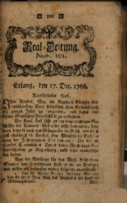 Real-Zeitung aufs Jahr ... das ist Auszug der neuesten Weltgeschichte (Erlanger Real-Zeitung) Mittwoch 17. Dezember 1766