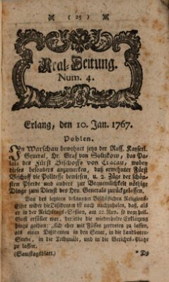 Real-Zeitung aufs Jahr ... das ist Auszug der neuesten Weltgeschichte (Erlanger Real-Zeitung) Samstag 10. Januar 1767