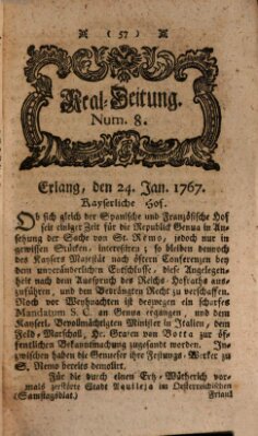 Real-Zeitung aufs Jahr ... das ist Auszug der neuesten Weltgeschichte (Erlanger Real-Zeitung) Samstag 24. Januar 1767