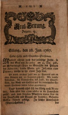 Real-Zeitung aufs Jahr ... das ist Auszug der neuesten Weltgeschichte (Erlanger Real-Zeitung) Mittwoch 28. Januar 1767