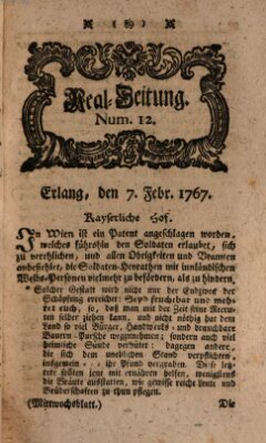 Real-Zeitung aufs Jahr ... das ist Auszug der neuesten Weltgeschichte (Erlanger Real-Zeitung) Samstag 7. Februar 1767