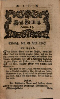 Real-Zeitung aufs Jahr ... das ist Auszug der neuesten Weltgeschichte (Erlanger Real-Zeitung) Mittwoch 18. Februar 1767