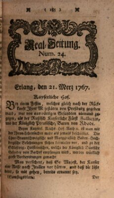 Real-Zeitung aufs Jahr ... das ist Auszug der neuesten Weltgeschichte (Erlanger Real-Zeitung) Samstag 21. März 1767