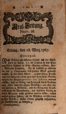 Real-Zeitung aufs Jahr ... das ist Auszug der neuesten Weltgeschichte (Erlanger Real-Zeitung) Samstag 28. März 1767