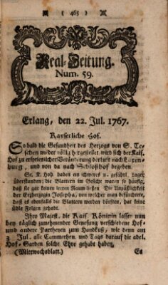 Real-Zeitung aufs Jahr ... das ist Auszug der neuesten Weltgeschichte (Erlanger Real-Zeitung) Mittwoch 22. Juli 1767