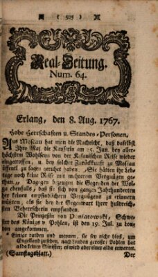 Real-Zeitung aufs Jahr ... das ist Auszug der neuesten Weltgeschichte (Erlanger Real-Zeitung) Samstag 8. August 1767