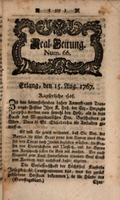 Real-Zeitung aufs Jahr ... das ist Auszug der neuesten Weltgeschichte (Erlanger Real-Zeitung) Samstag 15. August 1767