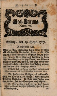 Real-Zeitung aufs Jahr ... das ist Auszug der neuesten Weltgeschichte (Erlanger Real-Zeitung) Samstag 19. September 1767