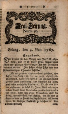 Real-Zeitung aufs Jahr ... das ist Auszug der neuesten Weltgeschichte (Erlanger Real-Zeitung) Mittwoch 4. November 1767