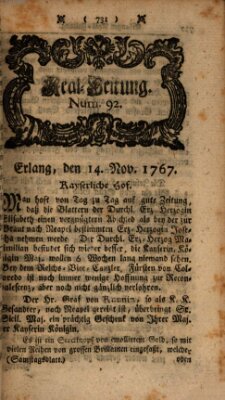 Real-Zeitung aufs Jahr ... das ist Auszug der neuesten Weltgeschichte (Erlanger Real-Zeitung) Samstag 14. November 1767