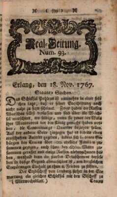 Real-Zeitung aufs Jahr ... das ist Auszug der neuesten Weltgeschichte (Erlanger Real-Zeitung) Mittwoch 18. November 1767