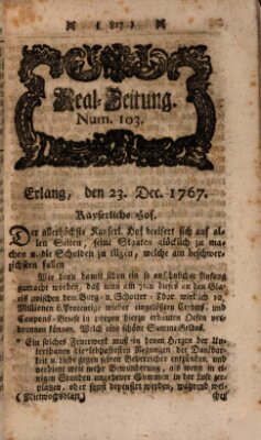 Real-Zeitung aufs Jahr ... das ist Auszug der neuesten Weltgeschichte (Erlanger Real-Zeitung) Mittwoch 23. Dezember 1767