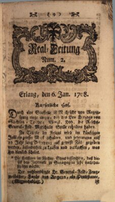 Real-Zeitung aufs Jahr ... das ist Auszug der neuesten Weltgeschichte (Erlanger Real-Zeitung) Mittwoch 6. Januar 1768