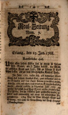 Real-Zeitung aufs Jahr ... das ist Auszug der neuesten Weltgeschichte (Erlanger Real-Zeitung) Samstag 23. Januar 1768