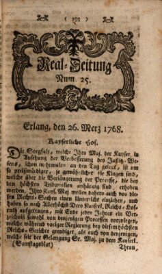 Real-Zeitung aufs Jahr ... das ist Auszug der neuesten Weltgeschichte (Erlanger Real-Zeitung) Samstag 26. März 1768