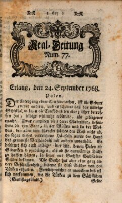 Real-Zeitung aufs Jahr ... das ist Auszug der neuesten Weltgeschichte (Erlanger Real-Zeitung) Samstag 24. September 1768