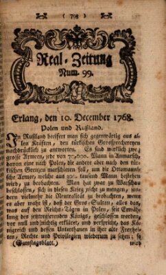 Real-Zeitung aufs Jahr ... das ist Auszug der neuesten Weltgeschichte (Erlanger Real-Zeitung) Samstag 10. Dezember 1768