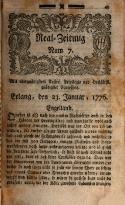 Real-Zeitung (Erlanger Real-Zeitung) Dienstag 23. Januar 1776