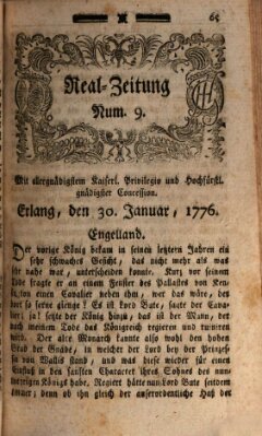 Real-Zeitung (Erlanger Real-Zeitung) Dienstag 30. Januar 1776