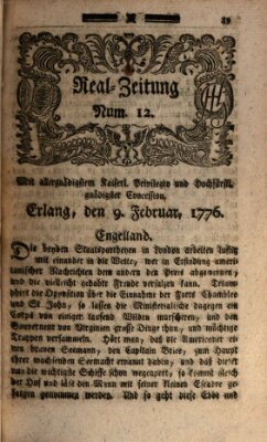 Real-Zeitung (Erlanger Real-Zeitung) Freitag 9. Februar 1776