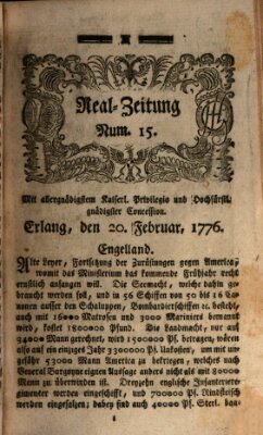 Real-Zeitung (Erlanger Real-Zeitung) Dienstag 20. Februar 1776