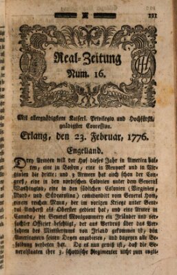 Real-Zeitung (Erlanger Real-Zeitung) Freitag 23. Februar 1776