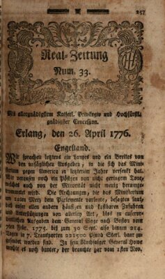 Real-Zeitung (Erlanger Real-Zeitung) Freitag 26. April 1776