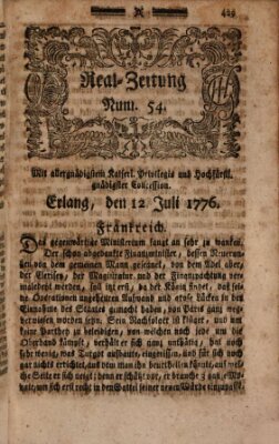 Real-Zeitung (Erlanger Real-Zeitung) Freitag 12. Juli 1776