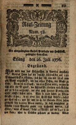 Real-Zeitung (Erlanger Real-Zeitung) Freitag 26. Juli 1776