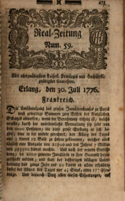 Real-Zeitung (Erlanger Real-Zeitung) Dienstag 30. Juli 1776