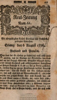 Real-Zeitung (Erlanger Real-Zeitung) Dienstag 6. August 1776