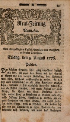 Real-Zeitung (Erlanger Real-Zeitung) Freitag 9. August 1776