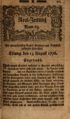 Real-Zeitung (Erlanger Real-Zeitung) Dienstag 13. August 1776