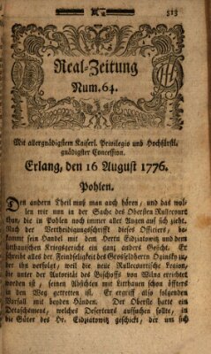 Real-Zeitung (Erlanger Real-Zeitung) Freitag 16. August 1776