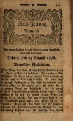 Real-Zeitung (Erlanger Real-Zeitung) Freitag 23. August 1776