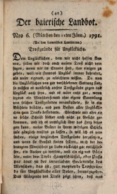 Der baierische Landbot Dienstag 11. Januar 1791