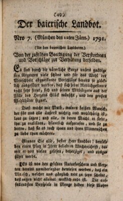 Der baierische Landbot Mittwoch 12. Januar 1791