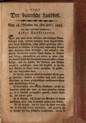 Der baierische Landbot Dienstag 1. Februar 1791