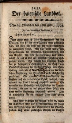 Der baierische Landbot Mittwoch 16. Februar 1791