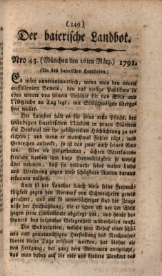 Der baierische Landbot Mittwoch 16. März 1791