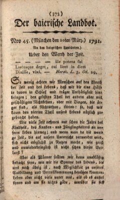 Der baierische Landbot Sonntag 20. März 1791