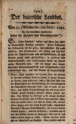 Der baierische Landbot Mittwoch 13. April 1791