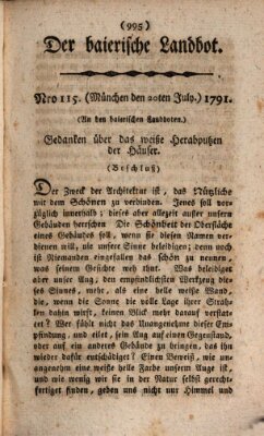 Der baierische Landbot Mittwoch 20. Juli 1791