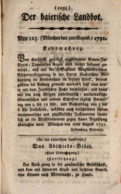 Der baierische Landbot Mittwoch 3. August 1791