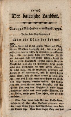 Der baierische Landbot Sonntag 21. August 1791