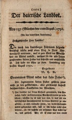 Der baierische Landbot Sonntag 28. August 1791