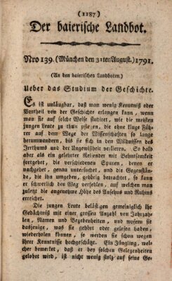 Der baierische Landbot Mittwoch 31. August 1791